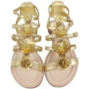 Kate‎ Spade New York Gold Floral Gladiator Sandals Women's Size 7